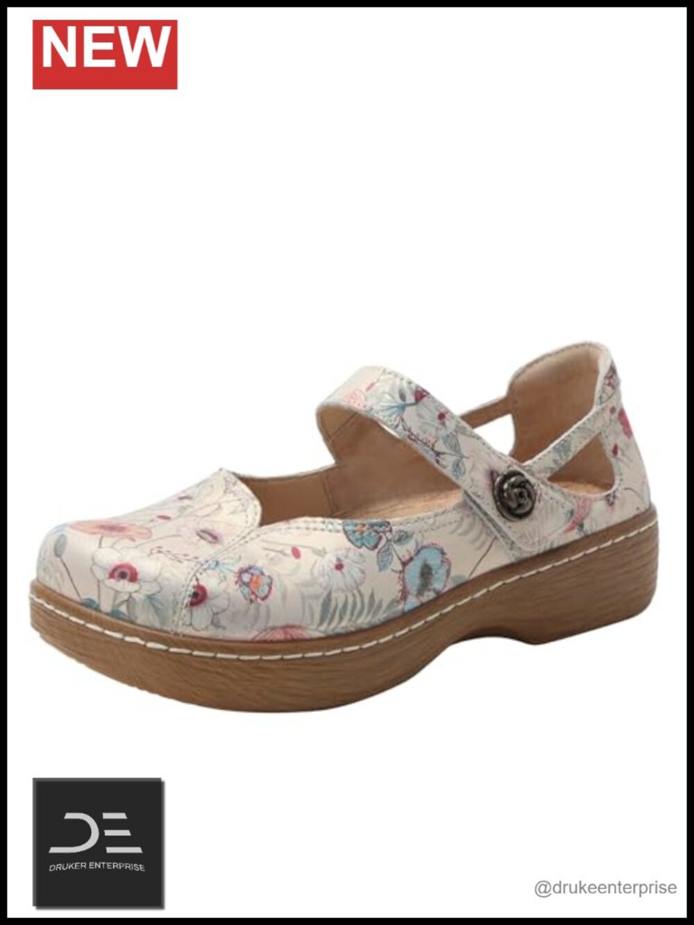 Alegria Onika Women's Leather Mary Jane Shoes with Arch Support, Slip-Resistant